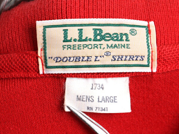 80s USA製 ■ LLBEAN 鹿の子 半袖 ポロシャツ ( メンズ L ) 80年代 古着 エルエルビーン LLビーン 半袖シャツ DOUBLE L SHIRTS 無地 レッド