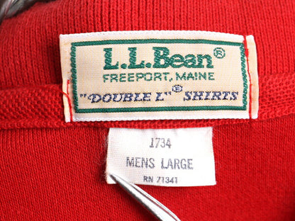 80s USA製 ■ LLBEAN 鹿の子 半袖 ポロシャツ ( メンズ L ) 80年代 古着 エルエルビーン LLビーン 半袖シャツ DOUBLE L SHIRTS 無地 レッド