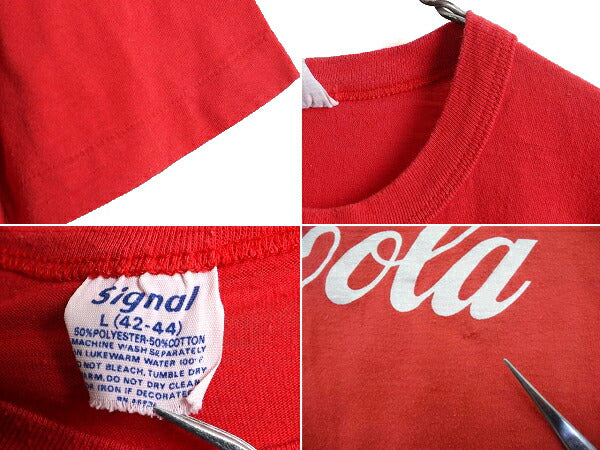 70s ビンテージ ■ コカコーラ プリント 半袖 Tシャツ ( L メンズ レディース 小さめ S 程) 古着 70年代 Coca Cola 企業 当時物 プリントT