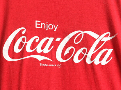 70s ビンテージ ■ コカコーラ プリント 半袖 Tシャツ ( L メンズ レディース 小さめ S 程) 古着 70年代 Coca Cola 企業 当時物 プリントT