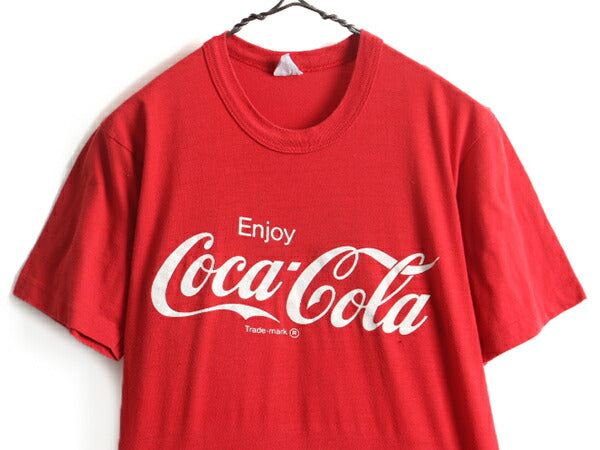 70s ビンテージ ■ コカコーラ プリント 半袖 Tシャツ ( L メンズ レディース 小さめ S 程) 古着 70年代 Coca Cola 企業 当時物 プリントT