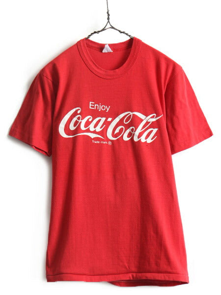 70s ビンテージ ■ コカコーラ プリント 半袖 Tシャツ ( L メンズ レディース 小さめ S 程) 古着 70年代 Coca Cola 企業 当時物 プリントT