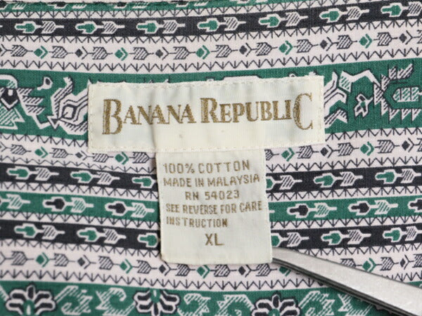 90s バナナリパブリック 総柄 3点留め ボタンダウン 長袖 シャツ メンズ XL オールド BANANA REPUBLIC コットン マルチカラー 大きいサイズ