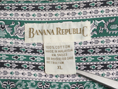 90s バナナリパブリック 総柄 3点留め ボタンダウン 長袖 シャツ メンズ XL オールド BANANA REPUBLIC コットン マルチカラー 大きいサイズ