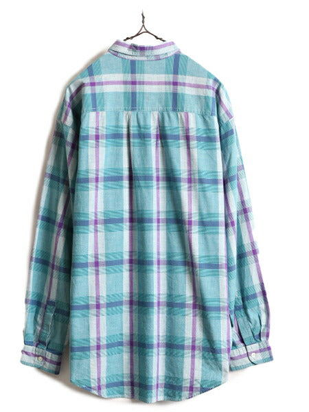 90s ■ ドッカーズ リーバイス チェック 長袖 ボタンダウン シャツ ( メンズ L ) 90年代 オールド LEVIS DOCKERS 長袖シャツ ポケット付き