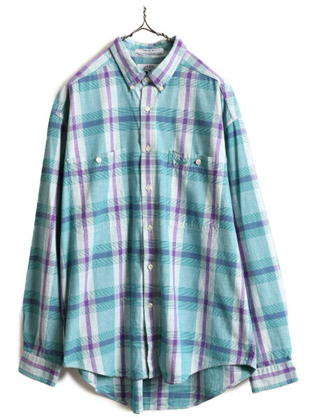 90s ■ ドッカーズ リーバイス チェック 長袖 ボタンダウン シャツ ( メンズ L ) 90年代 オールド LEVIS DOCKERS 長袖シャツ ポケット付き