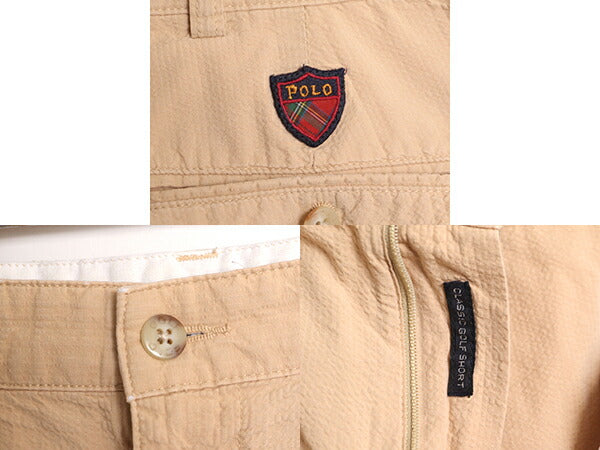 90s ポロ ゴルフ ラルフローレン シアサッカー ショートパンツ メンズ 34 / 古着 90年代 オールド POLO GOLF ショーツ 短パン ツータック