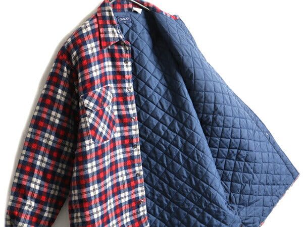■ GADDI 中綿 キルティング ライナー付き チェック 長袖 フランネル シャツ メンズ M / 古着 ジャケット ネルシャツ 長袖シャツ ボックス