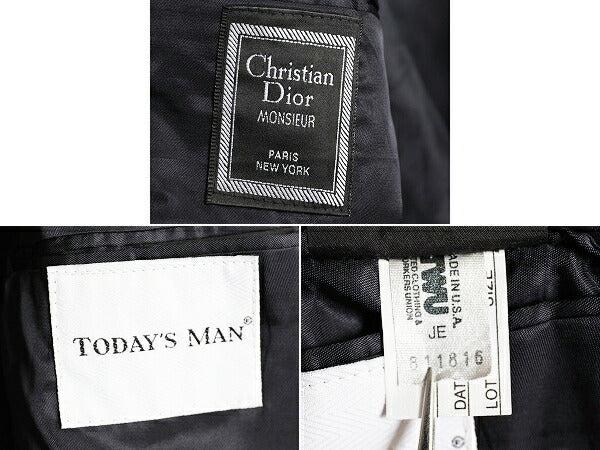 80s USA製 クリスチャン ディオール ダブルブレスト テーラード ジャケット メンズ XL 程 ヴィンテージ Christian Dior ブレザー ウール 紺