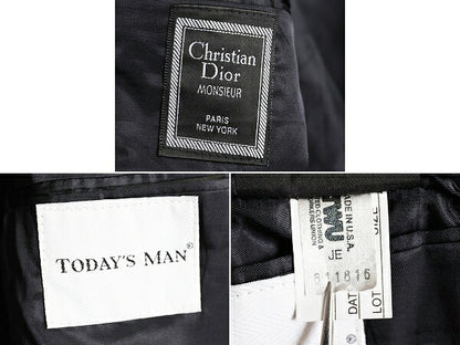 80s USA製 クリスチャン ディオール ダブルブレスト テーラード ジャケット メンズ XL 程 ヴィンテージ Christian Dior ブレザー ウール 紺