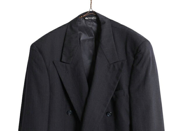 80s USA製 クリスチャン ディオール ダブルブレスト テーラード ジャケット メンズ XL 程 ヴィンテージ Christian Dior ブレザー ウール 紺