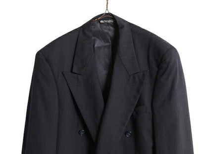 80s USA製 クリスチャン ディオール ダブルブレスト テーラード ジャケット メンズ XL 程 ヴィンテージ Christian Dior ブレザー ウール 紺