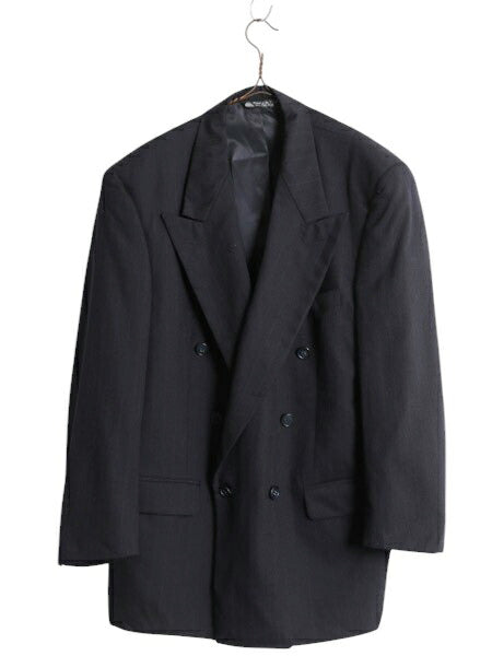 80s USA製 クリスチャン ディオール ダブルブレスト テーラード ジャケット メンズ XL 程 ヴィンテージ Christian Dior ブレザー ウール 紺