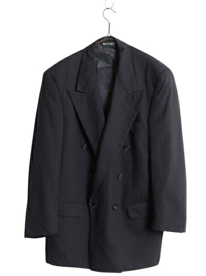 80s USA製 クリスチャン ディオール ダブルブレスト テーラード ジャケット メンズ XL 程 ヴィンテージ Christian Dior ブレザー ウール 紺