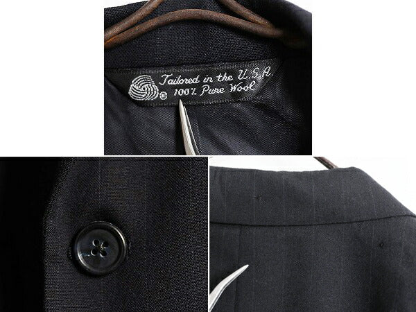 80s USA製 クリスチャン ディオール ダブルブレスト テーラード ジャケット メンズ XL 程 ヴィンテージ Christian Dior ブレザー ウール 紺