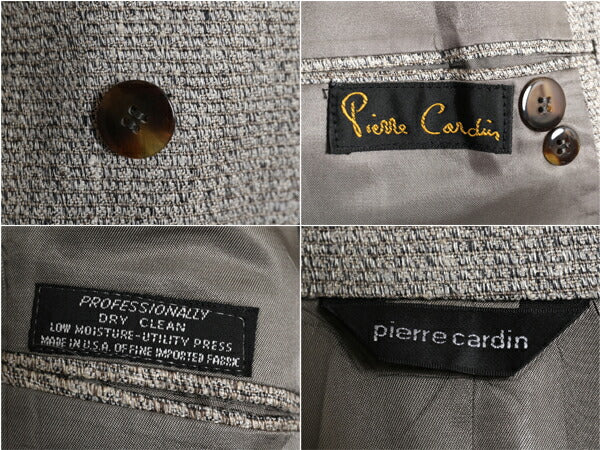 デッドストック 80s USA製 ピエールカルダン ダブルブレスト テーラード ジャケット メンズ L 程 ヴィンテージ Pierre Cardin ブレザー 灰