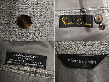 デッドストック 80s USA製 ピエールカルダン ダブルブレスト テーラード ジャケット メンズ L 程 ヴィンテージ Pierre Cardin ブレザー 灰