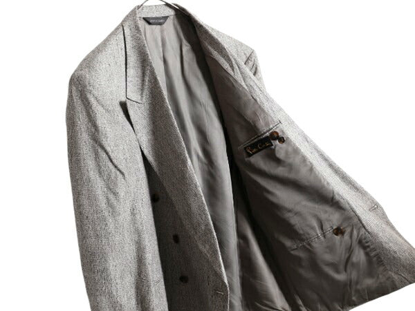 デッドストック 80s USA製 ピエールカルダン ダブルブレスト テーラード ジャケット メンズ L 程 ヴィンテージ Pierre Cardin ブレザー 灰