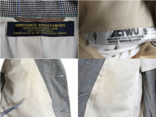80s USA製 ブルックスブラザーズ テーラード ジャケット メンズ M 古着 ヴィンテージ 段返り 3ボタン BROOKS BROTHERS ブレザー チェック