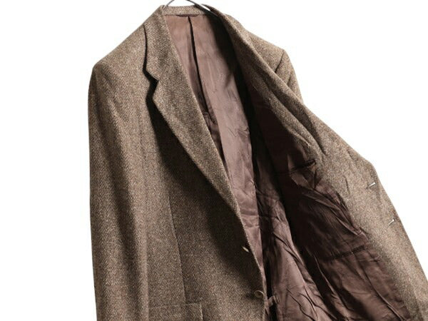 70s USA製 ジバンシィ ツイード テーラード ジャケット メンズ M 程 古着 70年代 ヴィンテージ 顔タグ GIVENCHY Macy's ウール ブレザー 茶