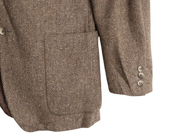 70s USA製 ジバンシィ ツイード テーラード ジャケット メンズ M 程 古着 70年代 ヴィンテージ 顔タグ GIVENCHY Macy's ウール ブレザー 茶