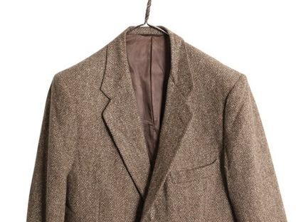 70s USA製 ジバンシィ ツイード テーラード ジャケット メンズ M 程 古着 70年代 ヴィンテージ 顔タグ GIVENCHY Macy's ウール ブレザー 茶