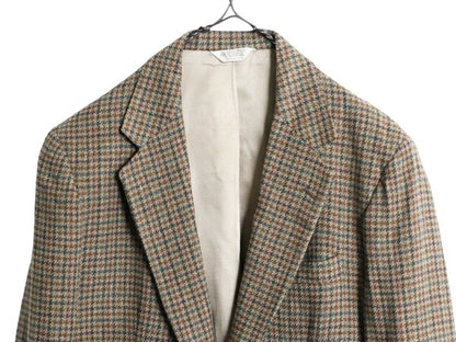 80s USA製 オービス ツイード テーラード ジャケット メンズ L 程 古着 80年代 ヴィンテージ ORVIS ブレザー ウール チェック マルチカラー