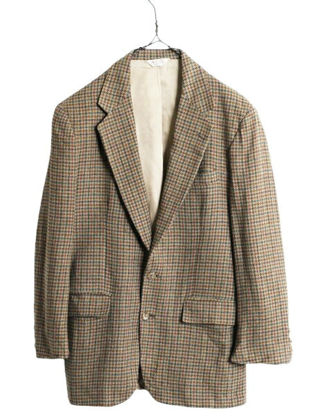80s USA製 オービス ツイード テーラード ジャケット メンズ L 程 古着 80年代 ヴィンテージ ORVIS ブレザー ウール チェック マルチカラー