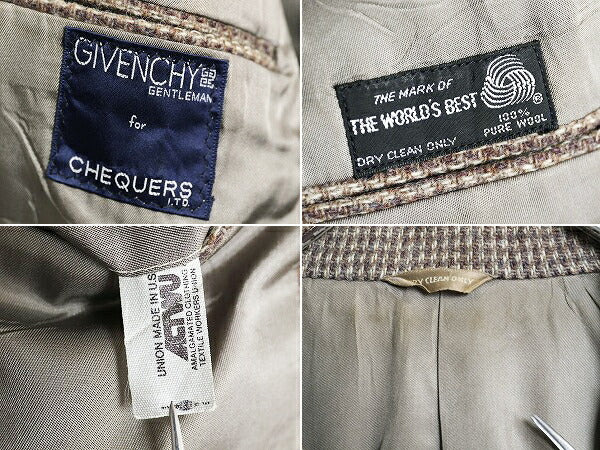 80s USA製 ジバンシィ ツイード テーラード ジャケット メンズ L / ヴィンテージ GIVENCHY ウール ブレザー マルチカラー ユニオンメイド
