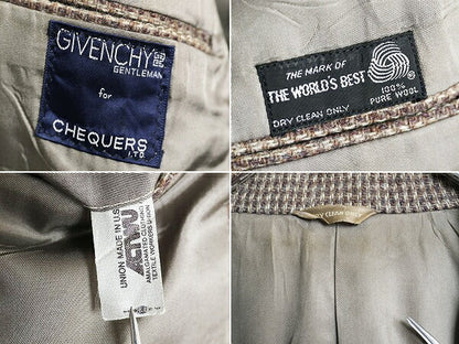 80s USA製 ジバンシィ ツイード テーラード ジャケット メンズ L / ヴィンテージ GIVENCHY ウール ブレザー マルチカラー ユニオンメイド