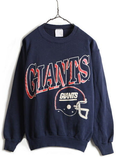 90s USA製 ■ TULTEX NFL ジャイアンツ プリント スウェット ( M メンズ S 程) 古着 90年代 オールド タルテックス トレーナー アメフト 紺