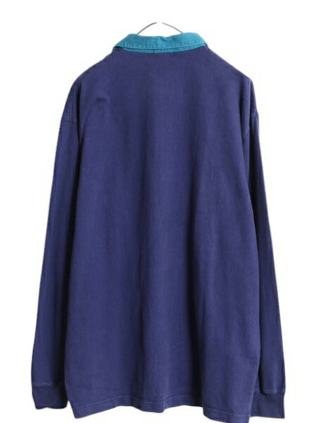 90s J CREW 長袖 ラガーシャツ メンズ L 旧タグ オールド ジェイクルー 無地 巨人タグ 長袖シャツ ラグビーシャツ ツートン ヘビーウェイト