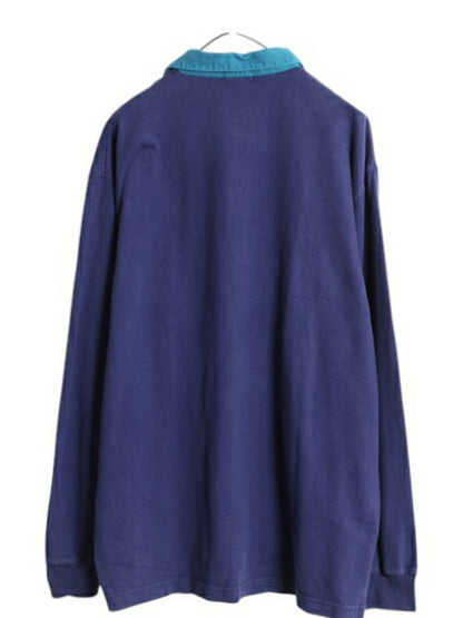 90s J CREW 長袖 ラガーシャツ メンズ L 旧タグ オールド ジェイクルー 無地 巨人タグ 長袖シャツ ラグビーシャツ ツートン ヘビーウェイト