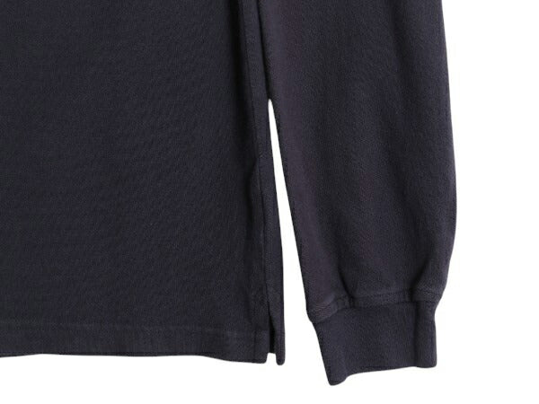 90s ランズエンド 鹿の子 ボタンダウン 長袖 ポロシャツ メンズ L / 古着 オールド LANDS END 襟 デニム 切替 長袖シャツ コットン 無地 紺