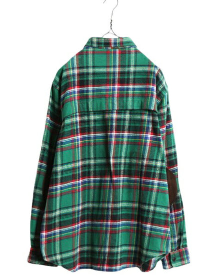 00s ポロ ラルフローレン チェック ヘビー フランネル シャツ メンズ XL 古着 オールド 長袖シャツ ネルシャツ エルボーパッチ  マッキーノ