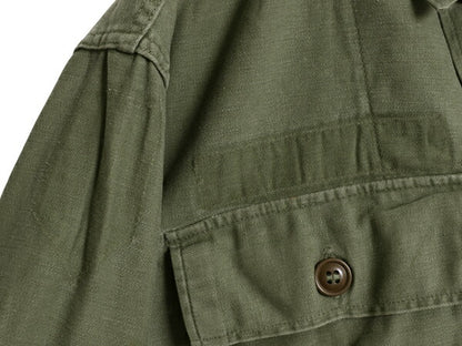 50s 米軍実物 US ARMY コットン サテン ユーティリティ シャツ メンズ M 程 ヴィンテージ ミリタリー 軍物 筒袖 1st 初期 OG107 長袖シャツ