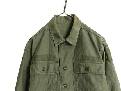 50s 米軍実物 US ARMY コットン サテン ユーティリティ シャツ メンズ M 程 ヴィンテージ ミリタリー 軍物 筒袖 1st 初期 OG107 長袖シャツ