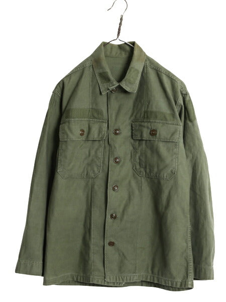 50s 米軍実物 US ARMY コットン サテン ユーティリティ シャツ メンズ M 程 ヴィンテージ ミリタリー 軍物 筒袖 1st 初期 OG107 長袖シャツ