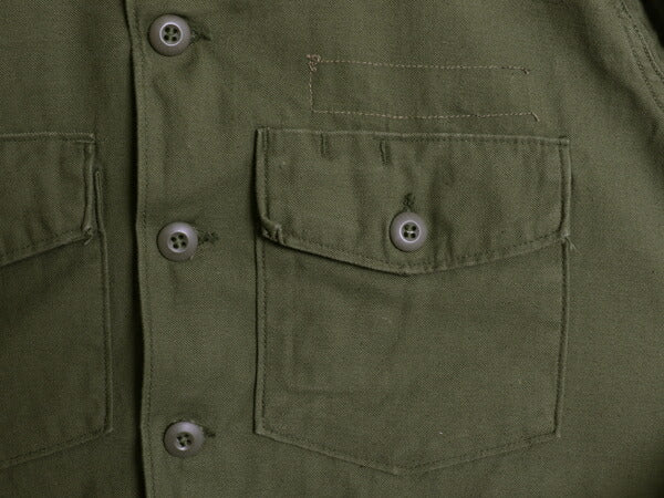 60s 米軍実物 US ARMY コットン サテン ユーティリティ シャツ メンズ XL 程 67年製 ヴィンテージ ミリタリー アーミー OG107 シャツ袖 2nd