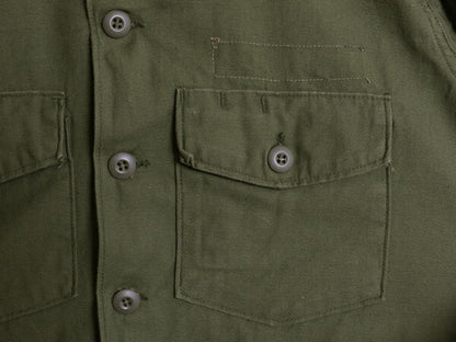 60s 米軍実物 US ARMY コットン サテン ユーティリティ シャツ メンズ XL 程 67年製 ヴィンテージ ミリタリー アーミー OG107 シャツ袖 2nd