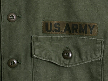 70s 米軍実物 US ARMY コットン サテン ユーティリティ シャツ メンズ L 程 70年製 ヴィンテージ ミリタリー アーミー OG107 シャツ袖 3rd