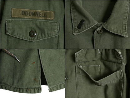 70s 米軍実物 US ARMY コットン サテン ユーティリティ シャツ メンズ L 程 70年製 ヴィンテージ ミリタリー アーミー OG107 シャツ袖 3rd