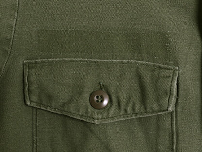 70s 米軍実物 US ARMY コットン サテン ユーティリティ シャツ メンズ M 程 70年製 ヴィンテージ ミリタリー アーミー OG107 シャツ袖 3rd