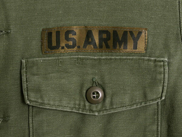 70s 米軍実物 US ARMY コットン サテン ユーティリティ シャツ メンズ M 程 70年製 ヴィンテージ ミリタリー アーミー OG107 シャツ袖 3rd