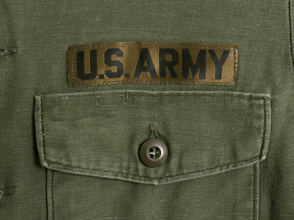 70s 米軍実物 US ARMY コットン サテン ユーティリティ シャツ メンズ M 程 70年製 ヴィンテージ ミリタリー アーミー OG107 シャツ袖 3rd