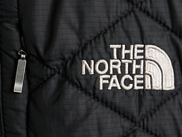 ノースフェイス 中綿 ナイロン ベスト レディース XS 古着 The North Face アウトドア 重ね着 前開き ハイネック フルジップ パッカブル 黒