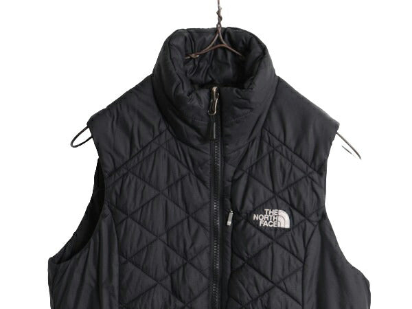 ノースフェイス 中綿 ナイロン ベスト レディース XS 古着 The North Face アウトドア 重ね着 前開き ハイネック フルジップ パッカブル 黒