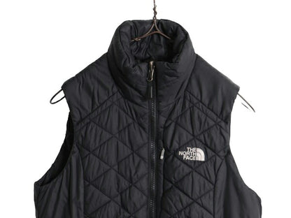 ノースフェイス 中綿 ナイロン ベスト レディース XS 古着 The North Face アウトドア 重ね着 前開き ハイネック フルジップ パッカブル 黒