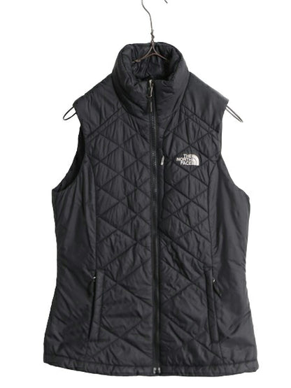 ノースフェイス 中綿 ナイロン ベスト レディース XS 古着 The North Face アウトドア 重ね着 前開き ハイネック フルジップ パッカブル 黒