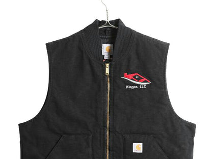 US企画 カーハート 中綿 ダック ベスト メンズ XL ナイロン キルティング ライナー フルジップ 重ね着 前開き ワーク 大きいサイズ 黒 企業